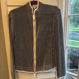Armani Collezioni Black and White Pinstriped Blazer